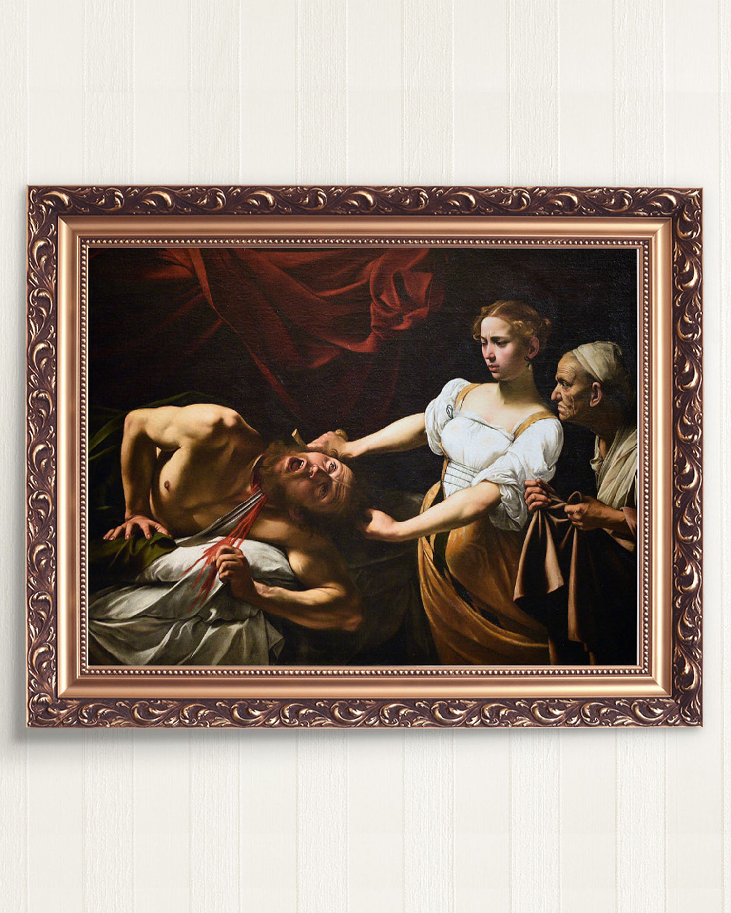 image in a frame of judith beheading holofernes, 1599 by caravaggio
